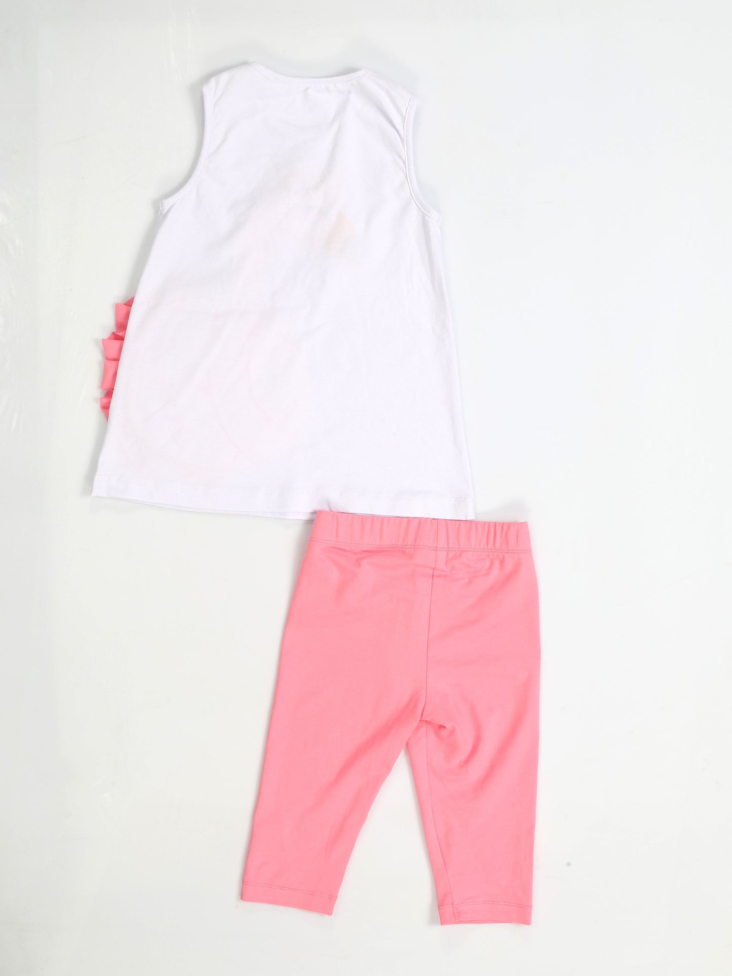 Ensemble Fille – Tunique et Legging Volants Flamant Rose