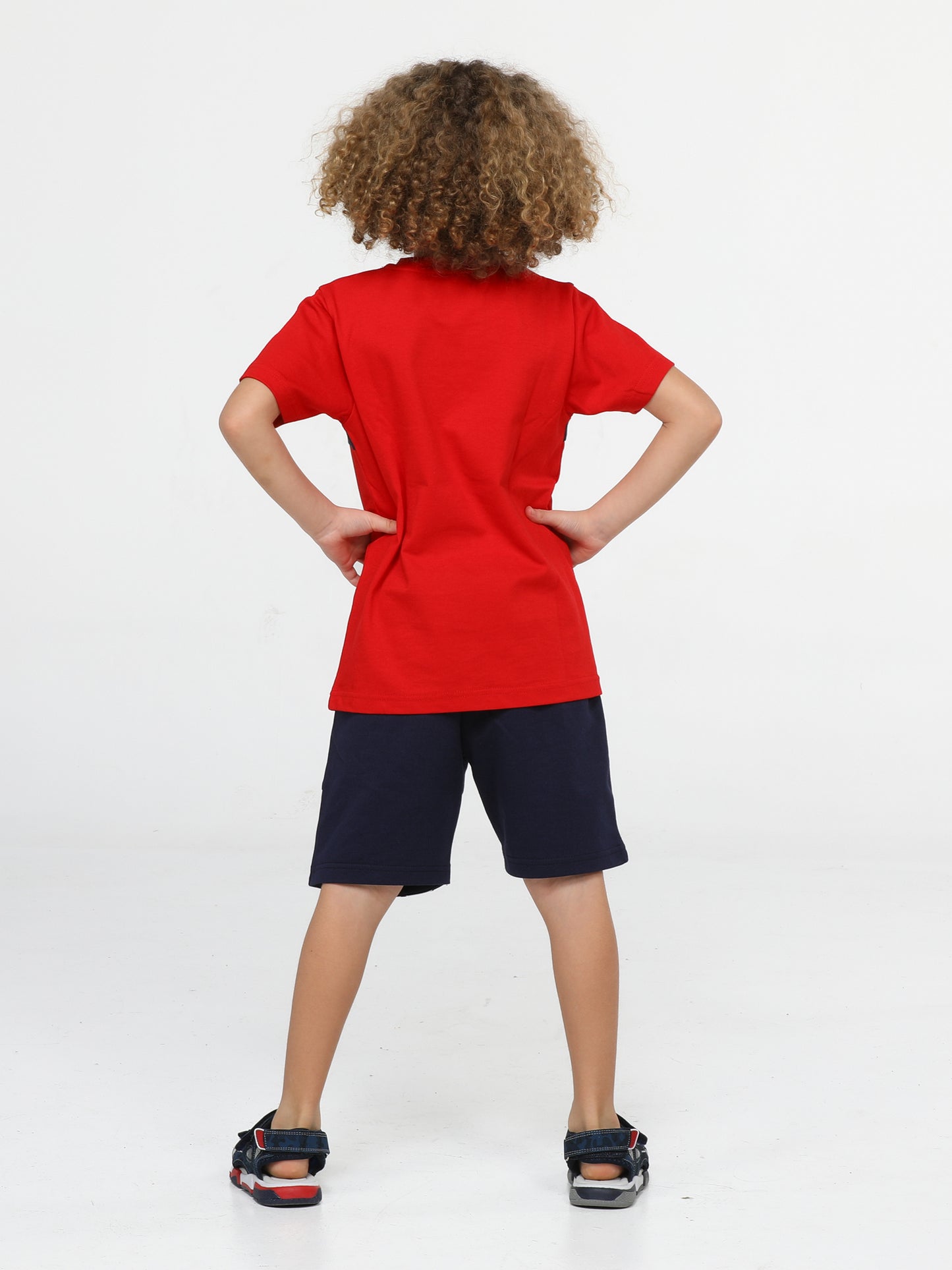 Ensemble Garçon “Monster Red” – Rouge & Bleu Marine, Motif Monstre Brodé (3–9 Ans)