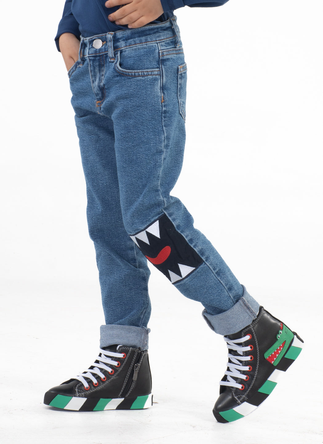 Beast Mode Stone-Wash Denim Boys Jeans