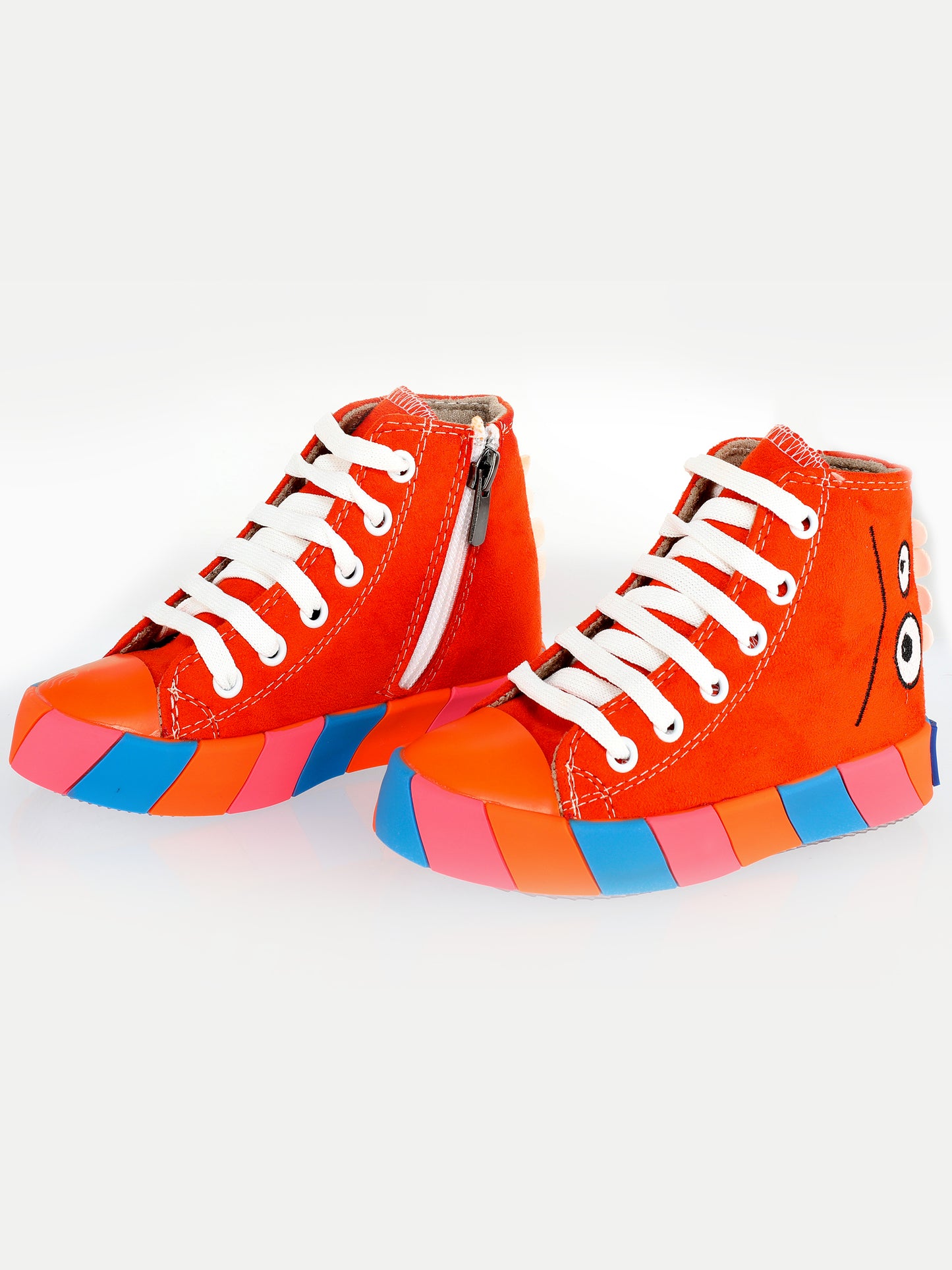 Orange Suede Boys' Orthopedic Zippered Sneakers