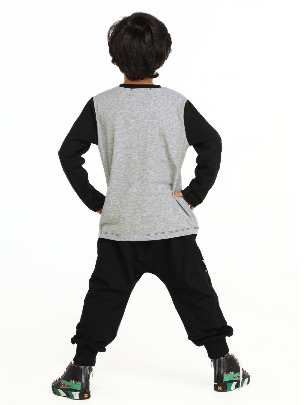 Casa Black Printed Baggy Pants + Long Sleeve T-shirt Set