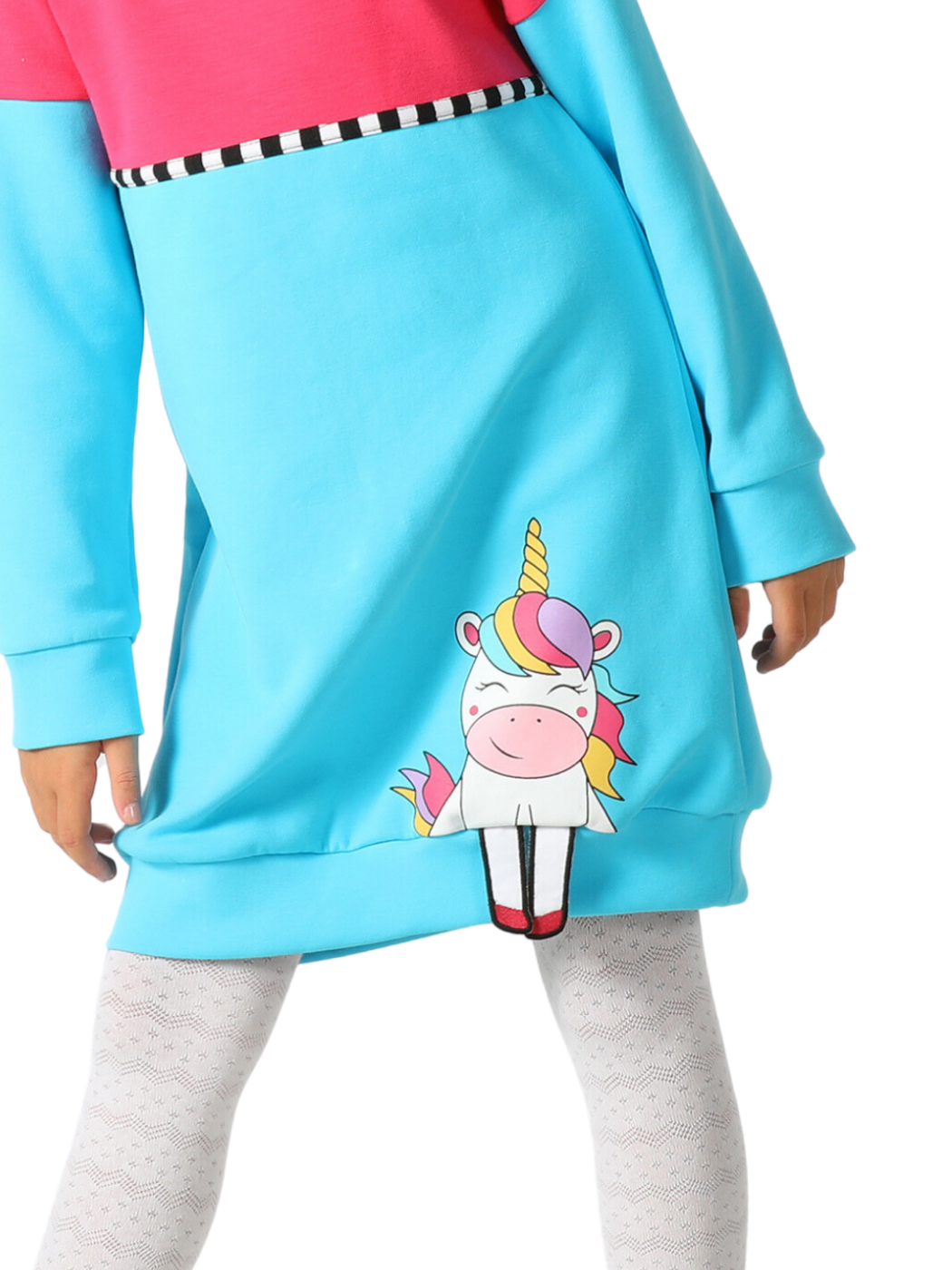 Unicorn 3D Design Baloon Fit Girls' Dress