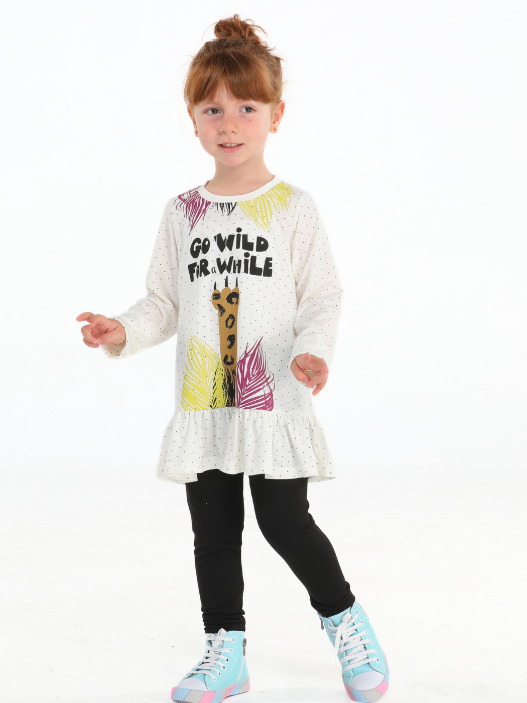 Cute Wild Girls' Basic Tunic + Tight Set Outfit