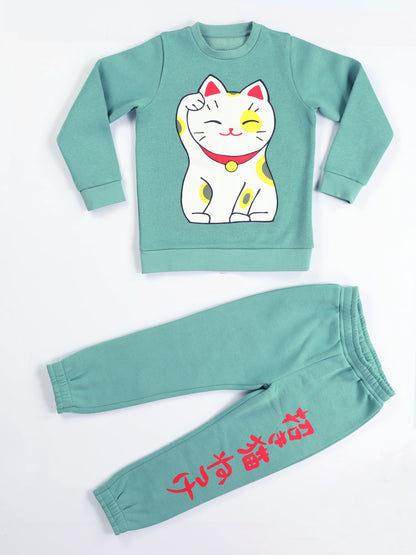 Japanese Cat Soft and Warm Girl Tracksuit