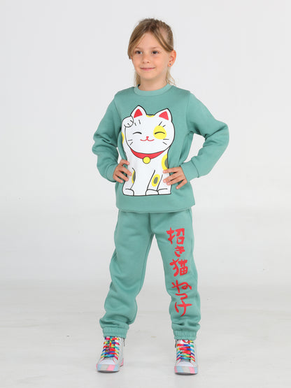 Japanese Cat Soft and Warm Girl Tracksuit