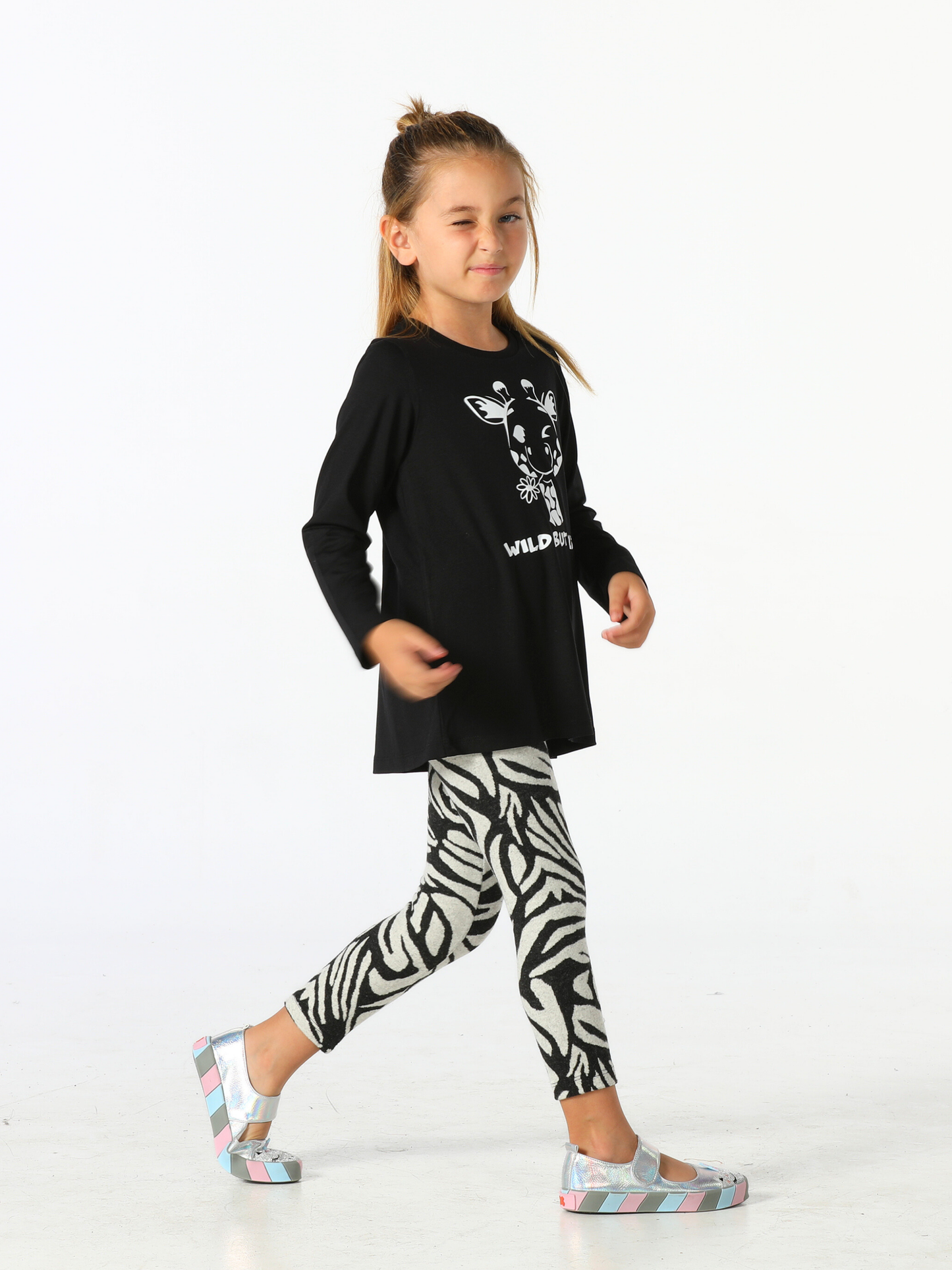 Cute Wild Soft Jacqard Tight and Cotton Printed Tunic Set