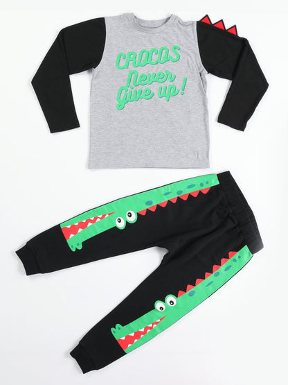 Crocos Printed Cotton Jogger + Long Sleeves T-shirt Set