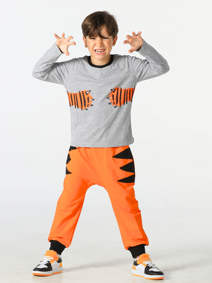 Tiger Paw Baggy Pants + Long Sleeve T-shirt Set