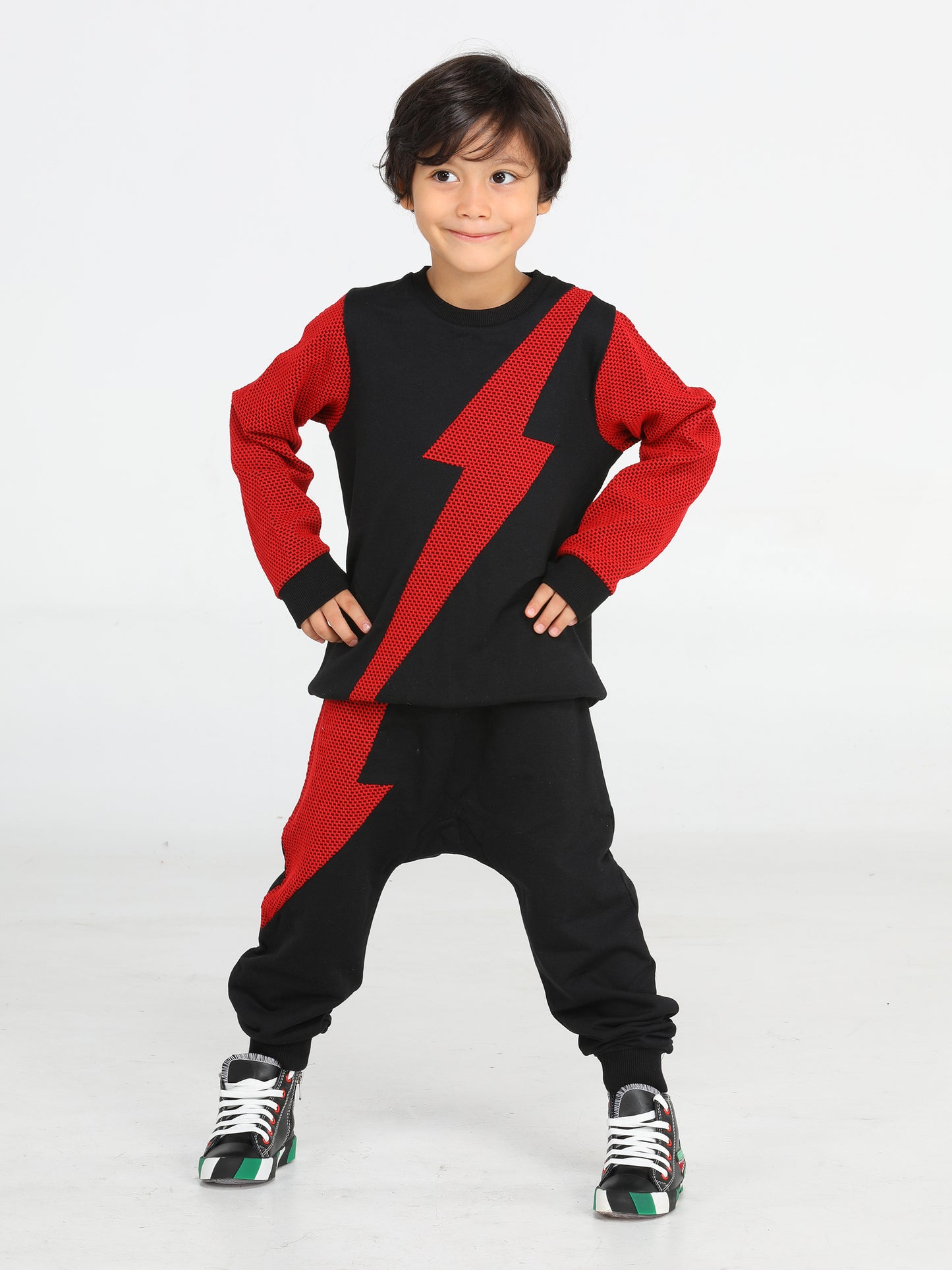 Red Thunder Boy Black Tracksuit