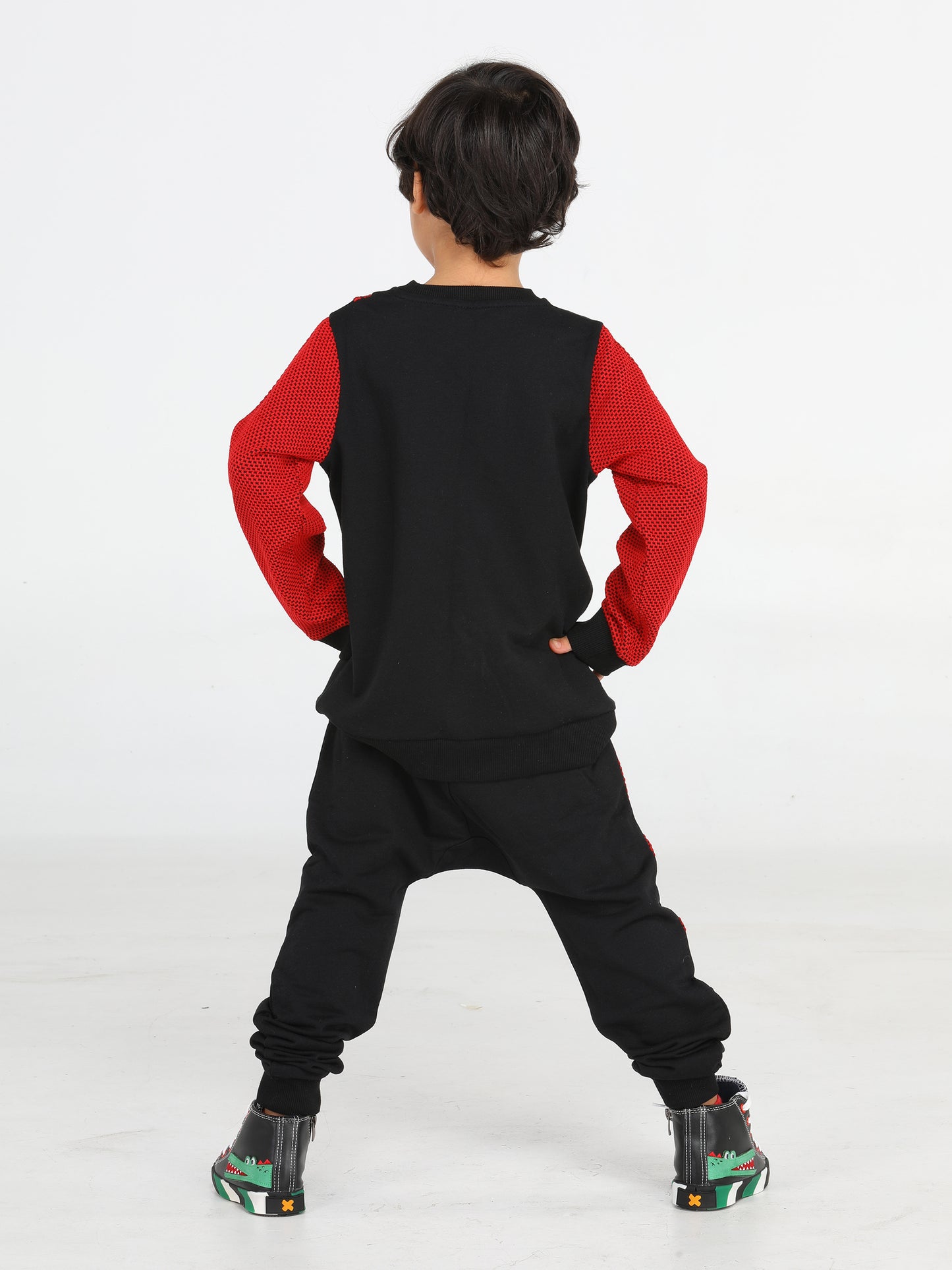 Red Thunder Boy Black Tracksuit