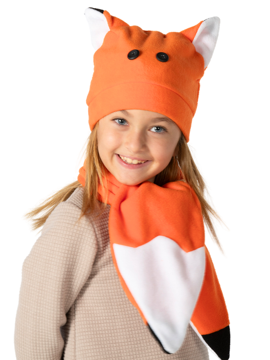 3D Fox Embroidered Polar Fabric Hat and Scarf Set