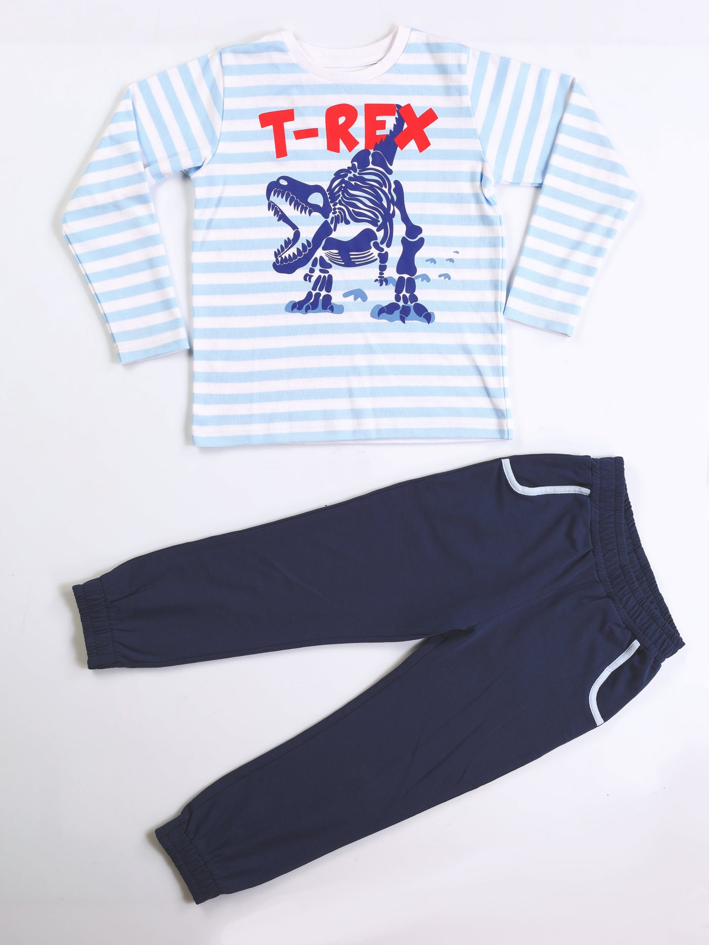 Dino Two-Pieces Set with Dino Print T-Shirt and Cotton Joggers