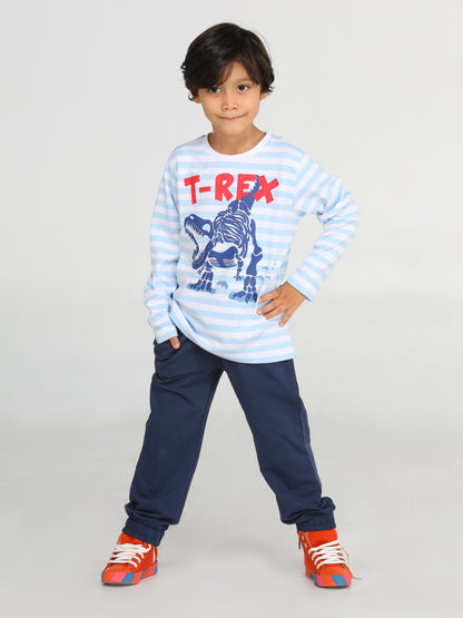 Dino Two-Pieces Set with Dino Print T-Shirt and Cotton Joggers