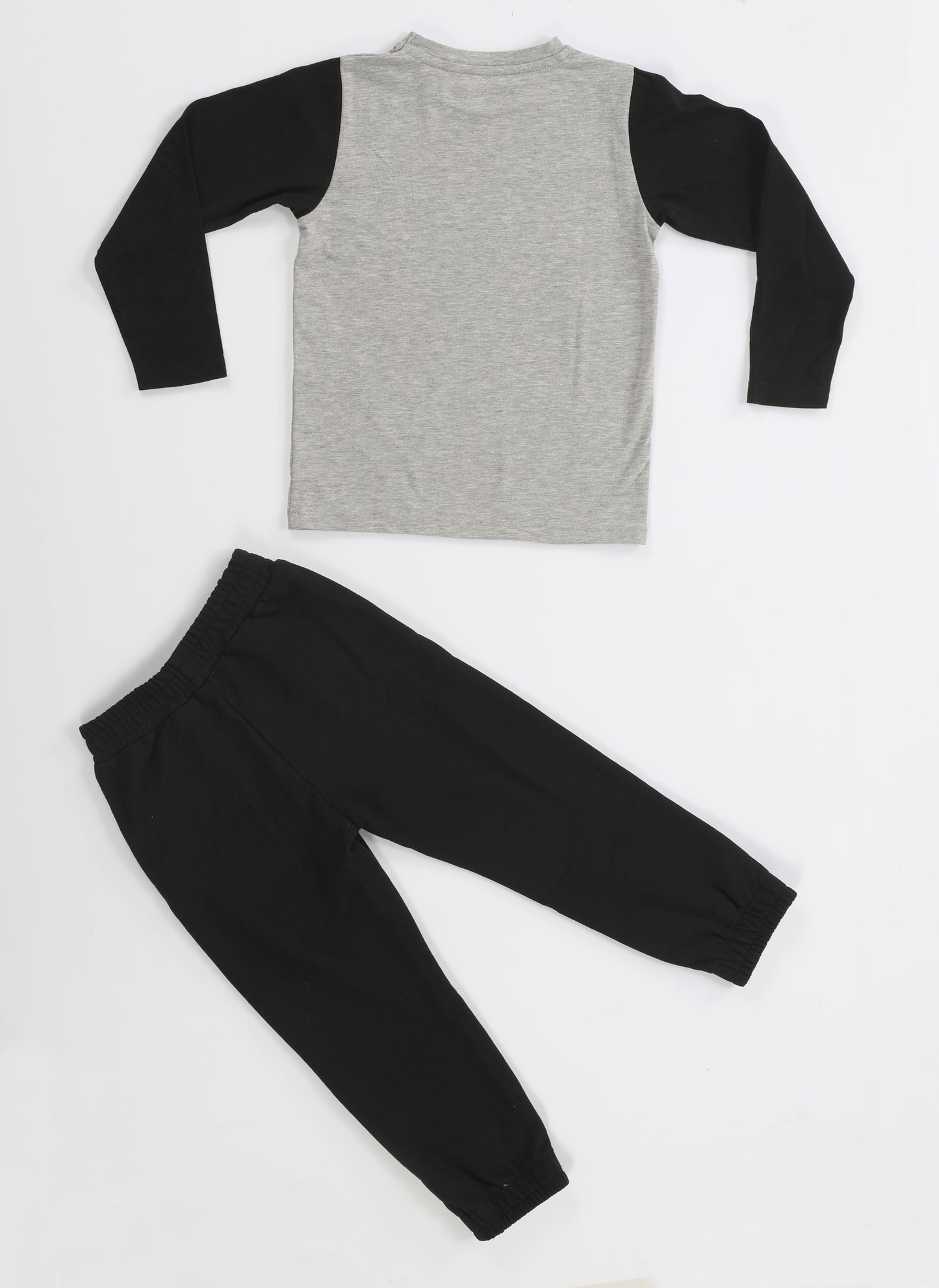 Super Star Grey Black Printed Relax Cut Pants+ Long Sleeve T-shirt Set