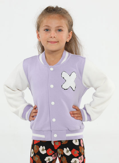 Lilac Girl Embroidered College Jacket