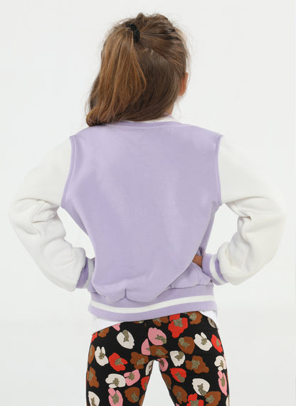 Lilac Girl Embroidered College Jacket