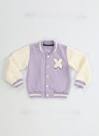 Lilac Girl Embroidered College Jacket