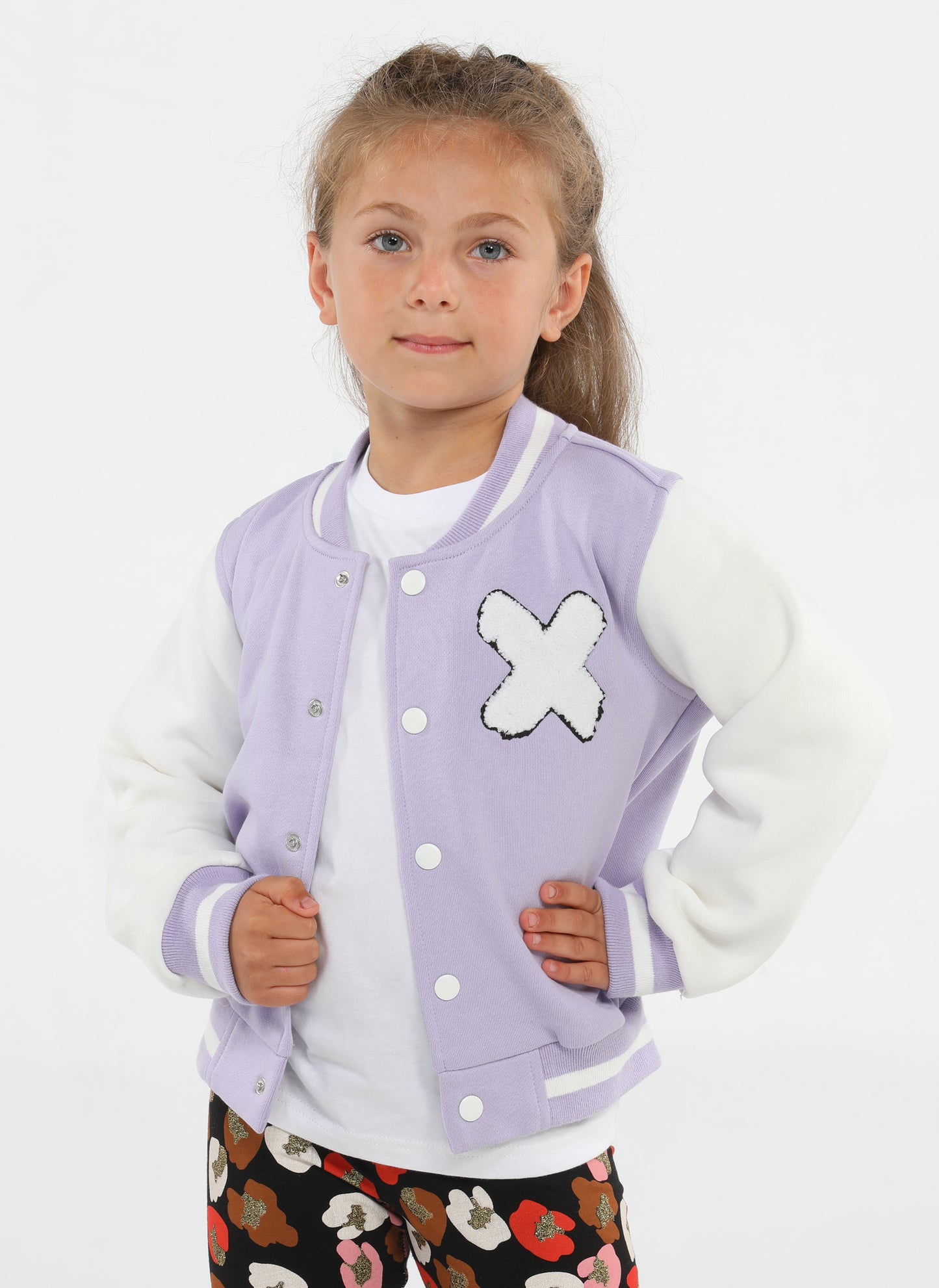 Lilac Girl Embroidered College Jacket