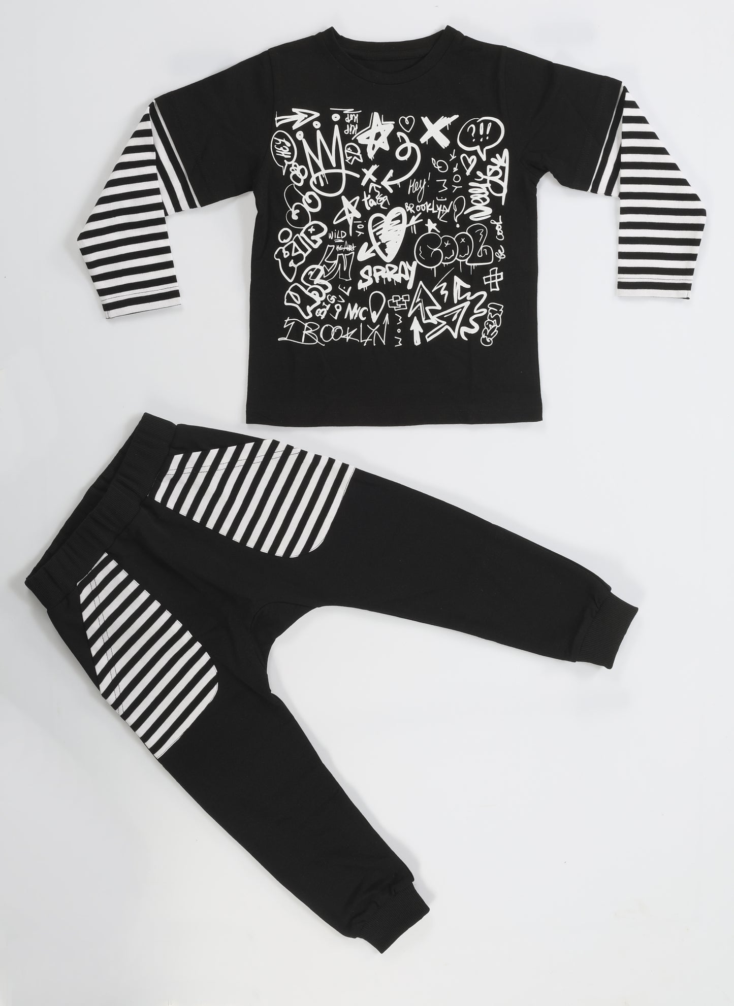 Graffiti Relax Cut Pants + Long sleeve T-shirt Set