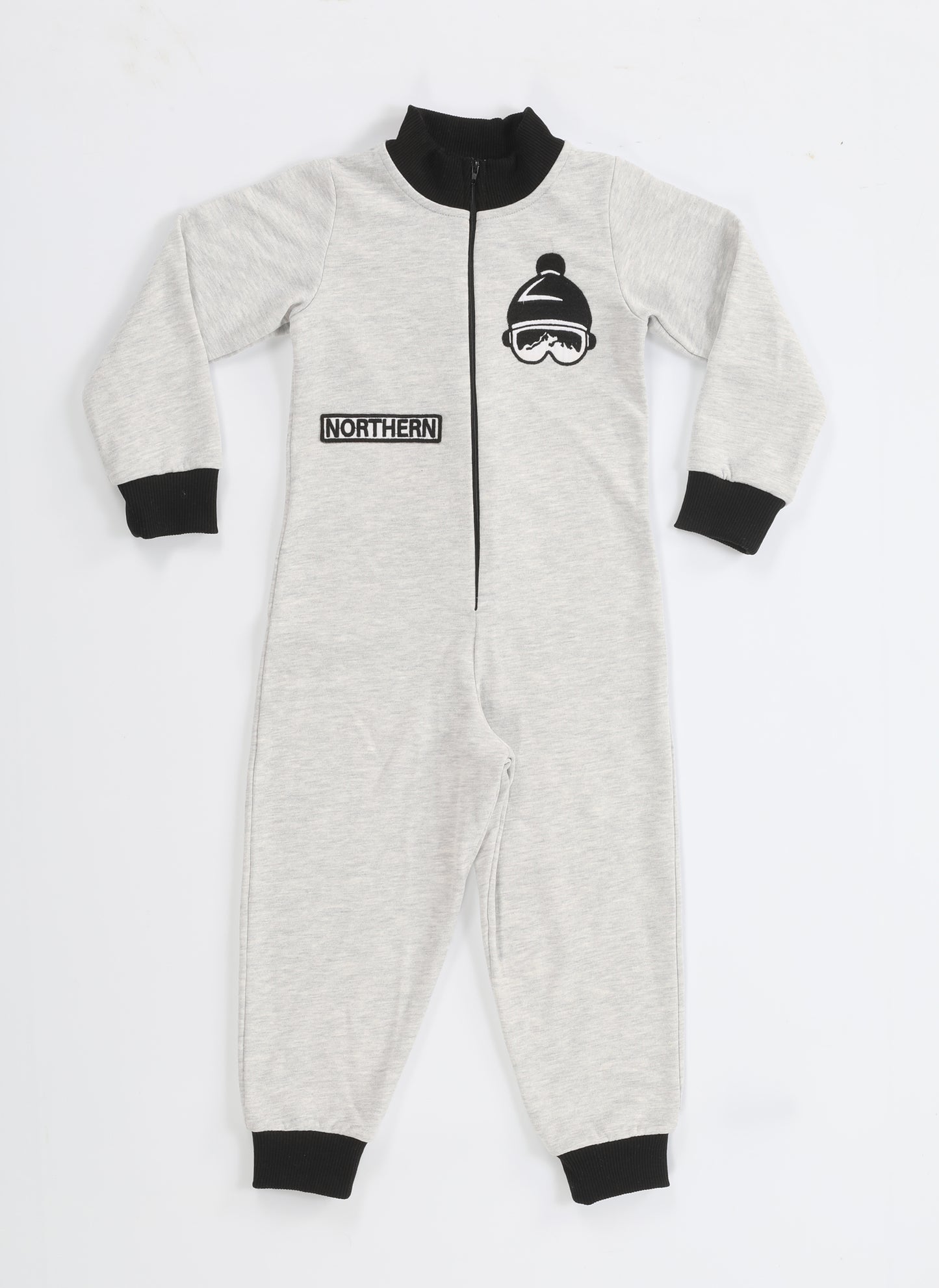 Grey Astronaut Zippered Kids Jumpsuit