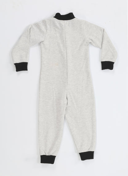 Grey Astronaut Zippered Kids Jumpsuit