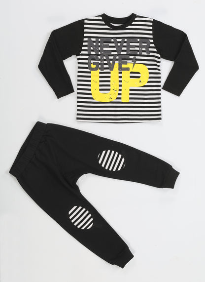 Up Stripe Long Sleeves T-shirt + Baggy Pants Set