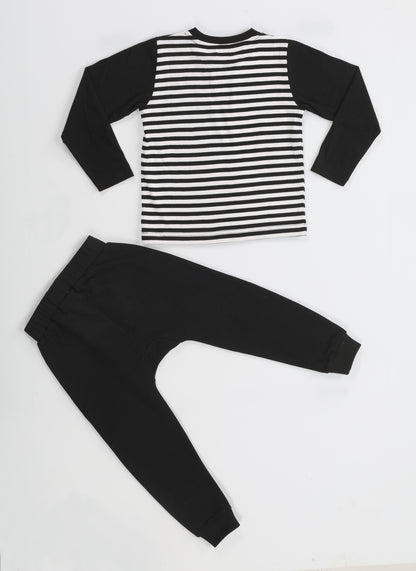 Up Stripe Long Sleeves T-shirt + Baggy Pants Set