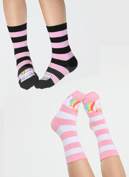 Unicorn&Cat 2 in 1 Package Girls' Socks Set