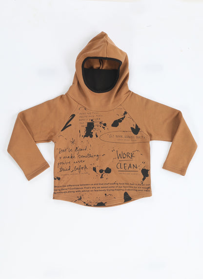 Ninja Kids' Brown Unisex Sweatshirt Hoodie