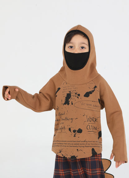 Ninja Kids' Brown Unisex Sweatshirt Hoodie