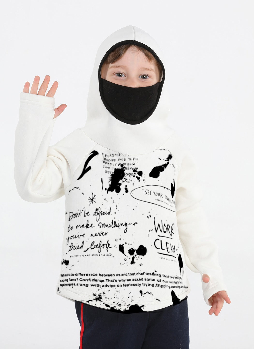 Ninja Kids' Unisex Off-White Sweatshirt Hoodie