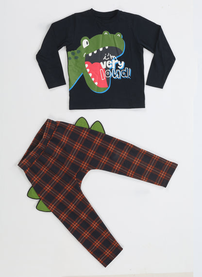 Loud Dino 3D Detail Pants + Long Sleeve T-shirt Set