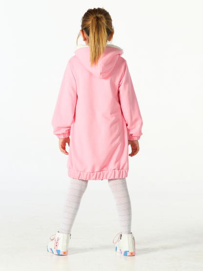 Cute Bunny Pink Girls' Hoodie Dress