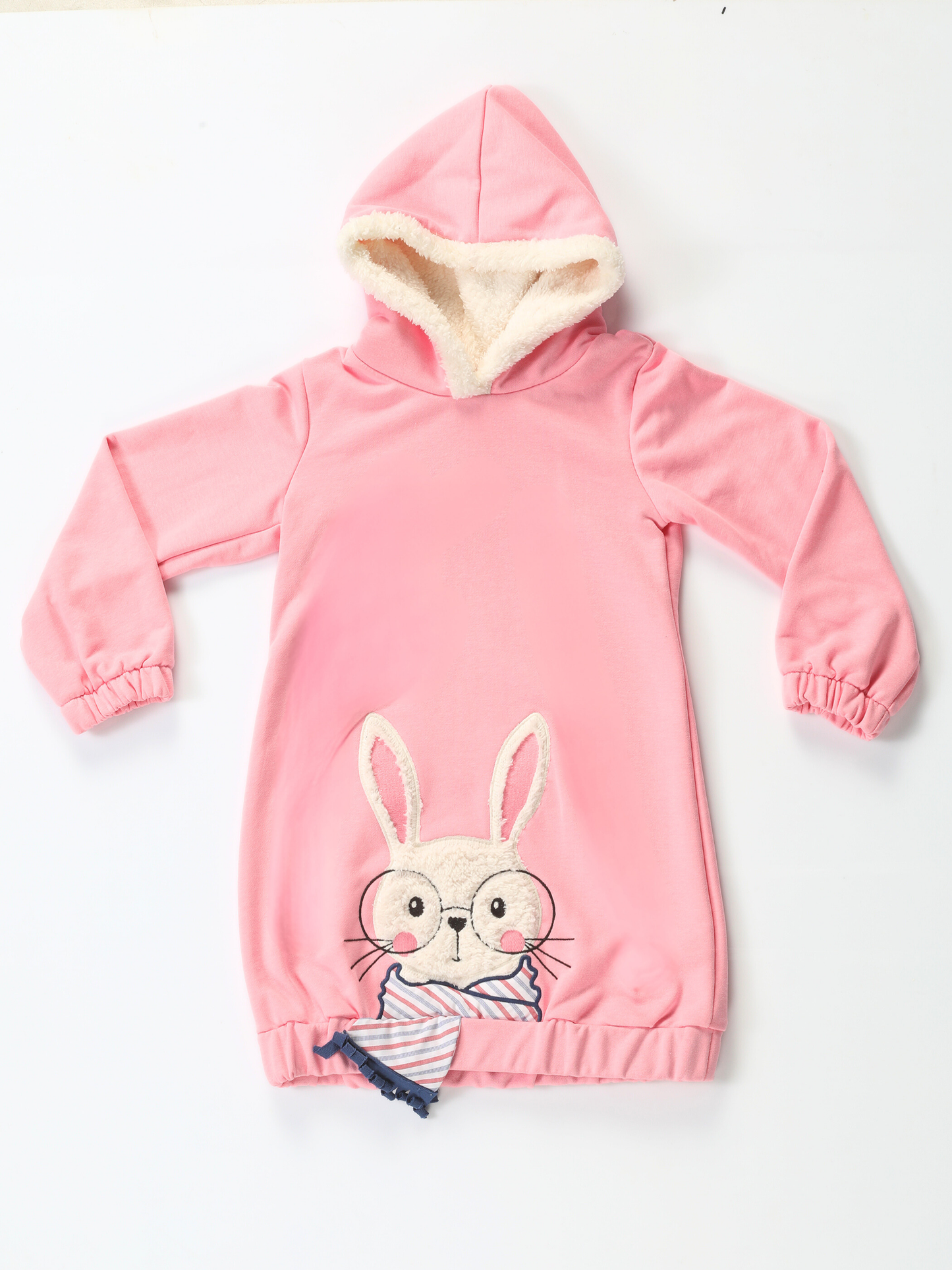 Cute Bunny Pink Girls' Hoodie Dress