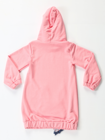 Cute Bunny Pink Girls' Hoodie Dress