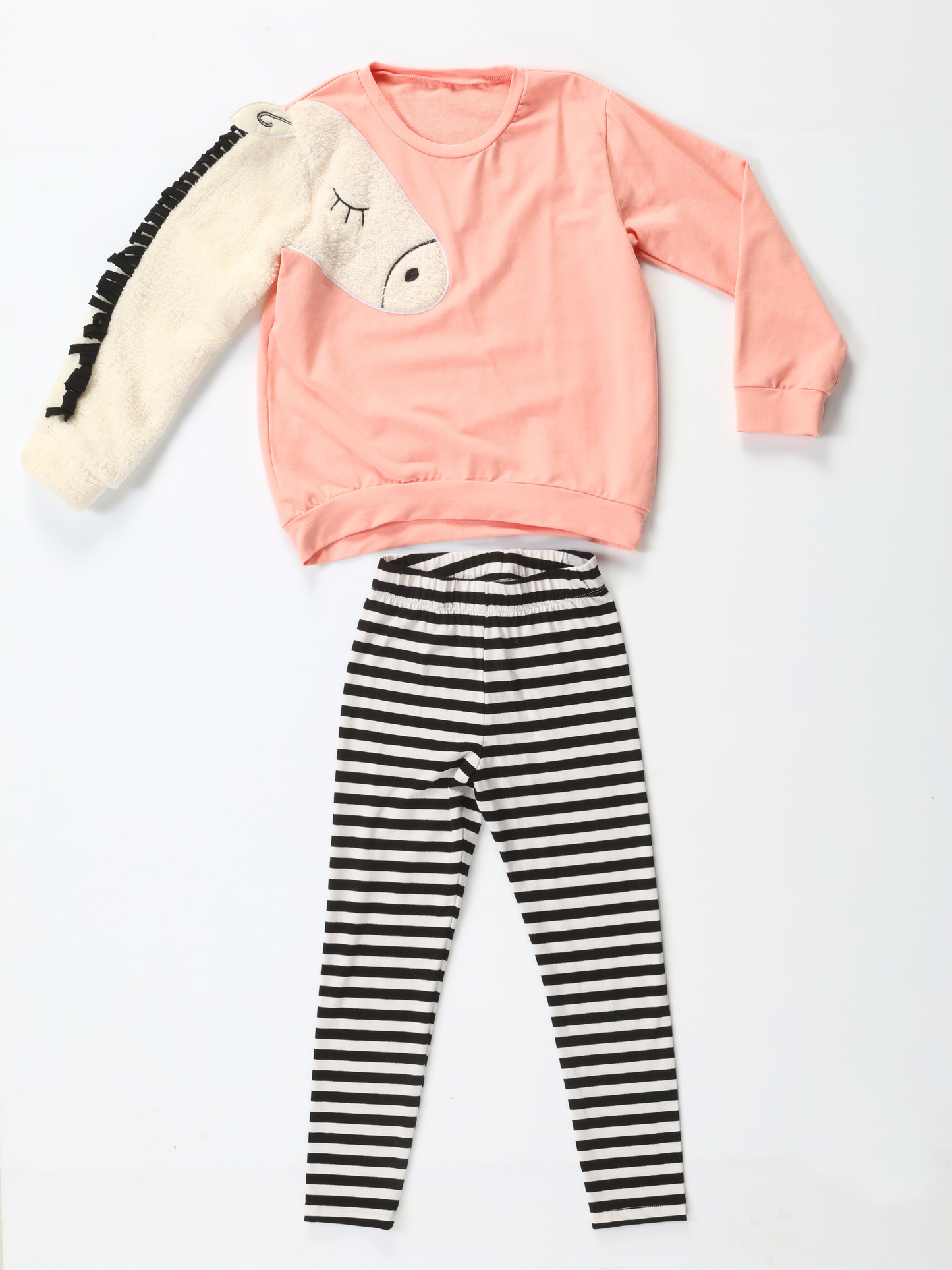 Unicorn Sweatshirt and Striped Viscose Leggings Set