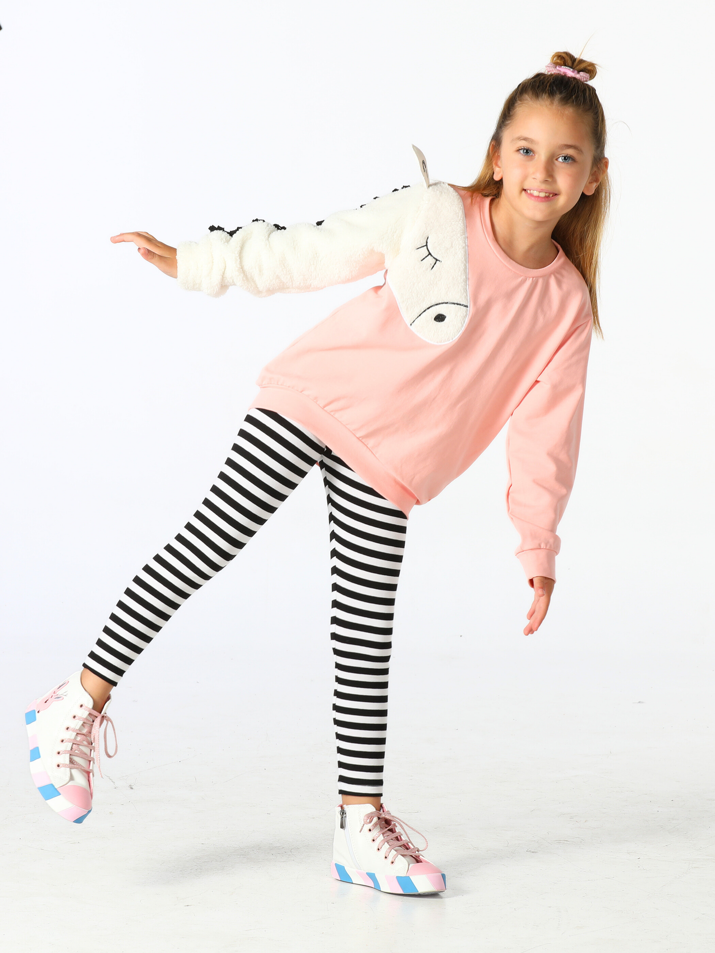 Unicorn Sweatshirt and Striped Viscose Leggings Set