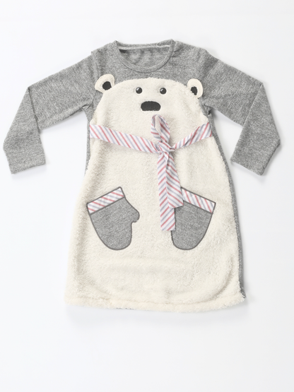 Cute Bear 2 Pockets Soft Girl Dress