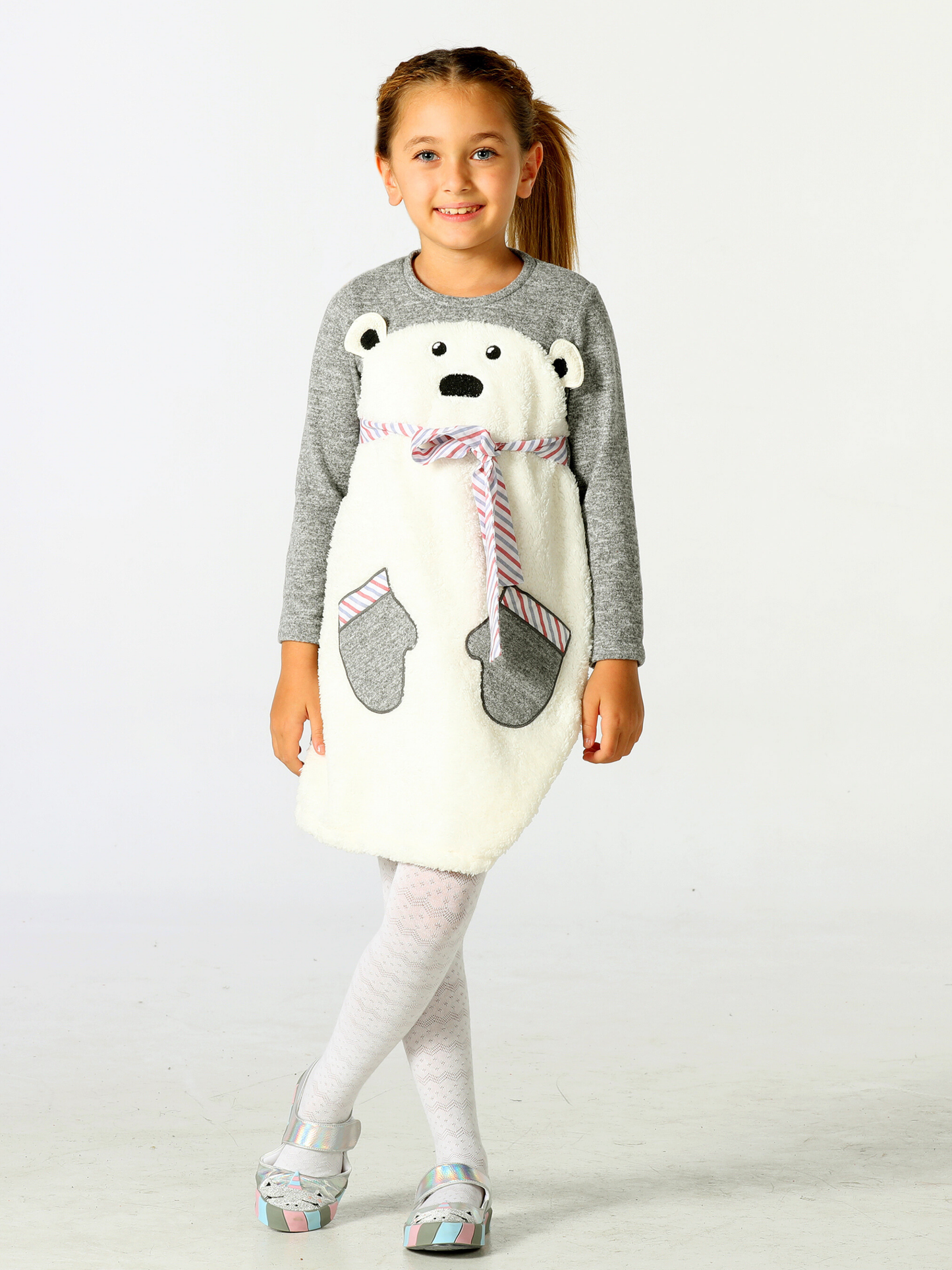 Cute Bear 2 Pockets Soft Girl Dress