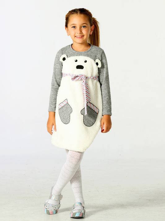 Cute Bear 2 Pockets Soft Girl Dress