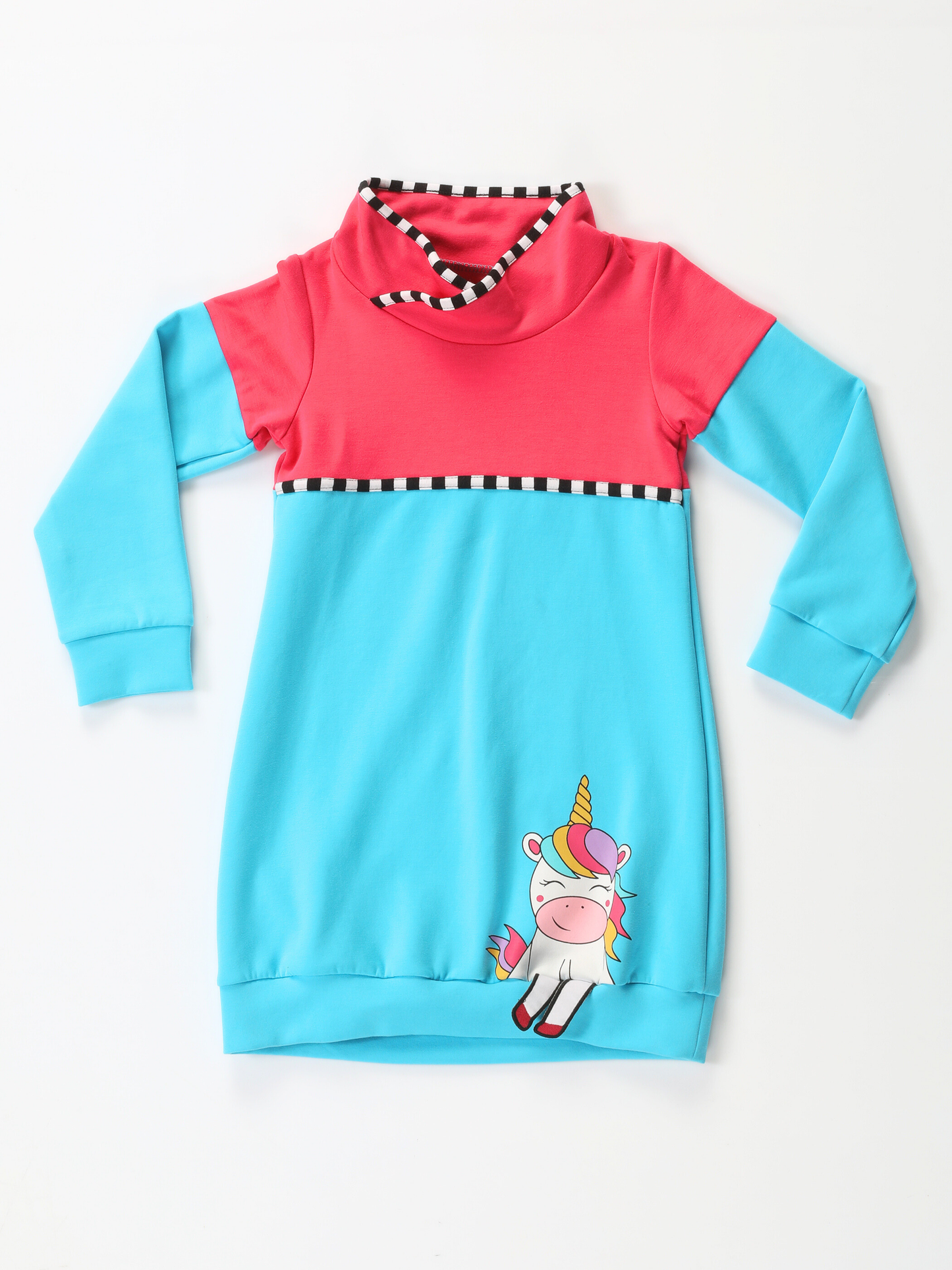 Unicorn 3D Design Baloon Fit Girls' Dress