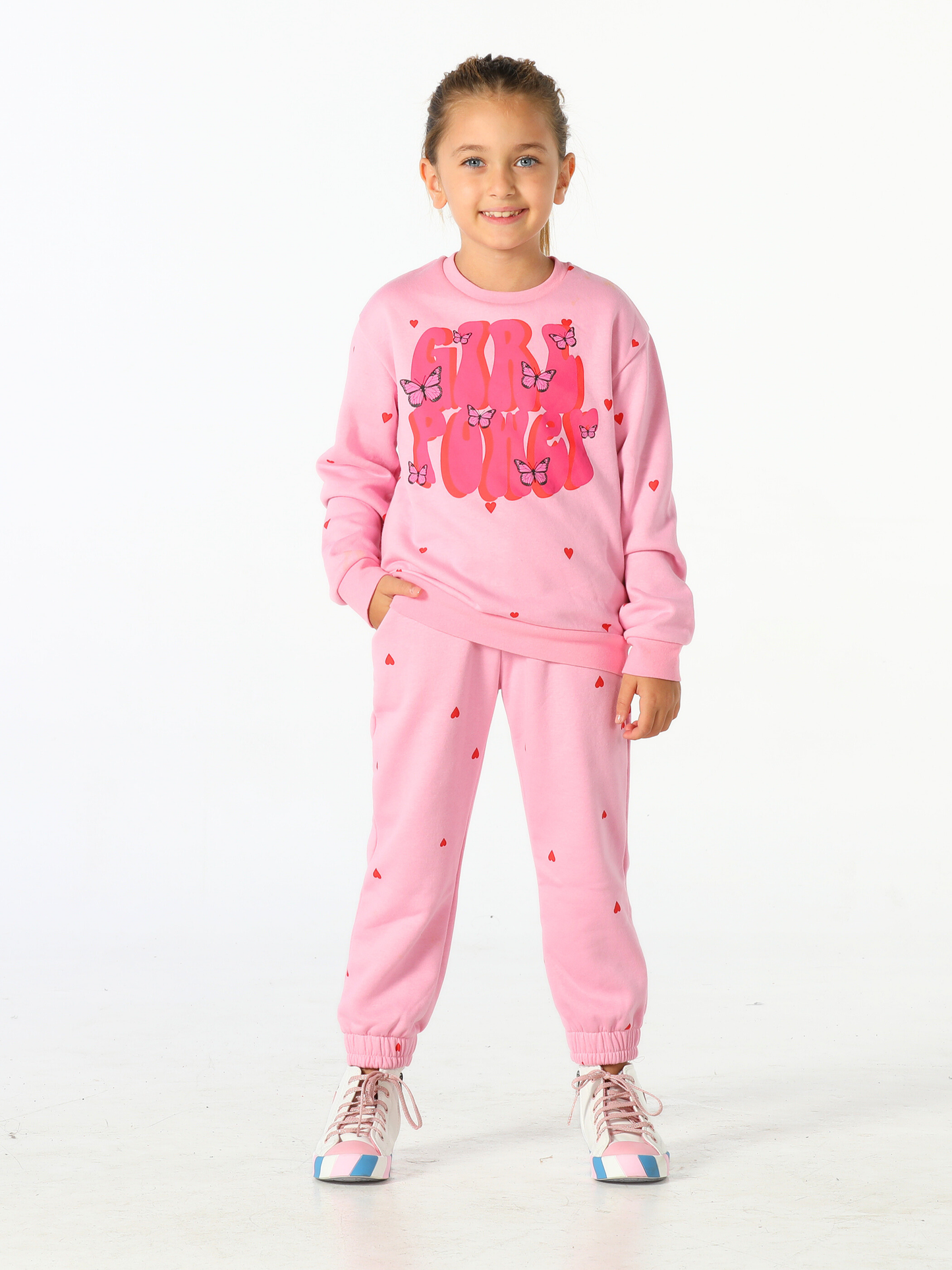 Girl Power Girls' Soft and Thick Cotton Jogger Cut Tracksuit