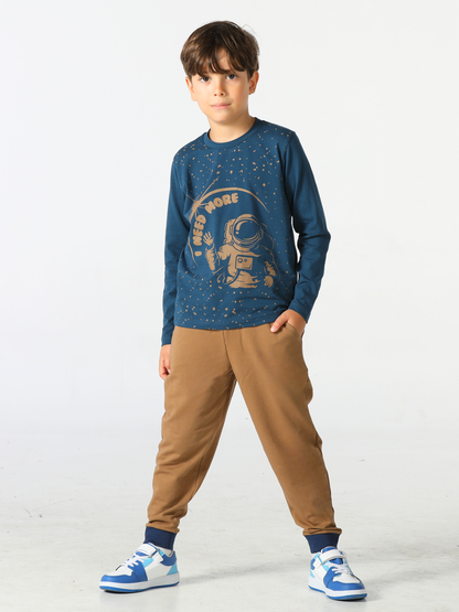 Space Boys' 2 Pockets Pants + Long Sleeve T-shirt Set