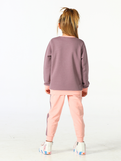 Swan Print Pink-Lila Girls' Tracksuit