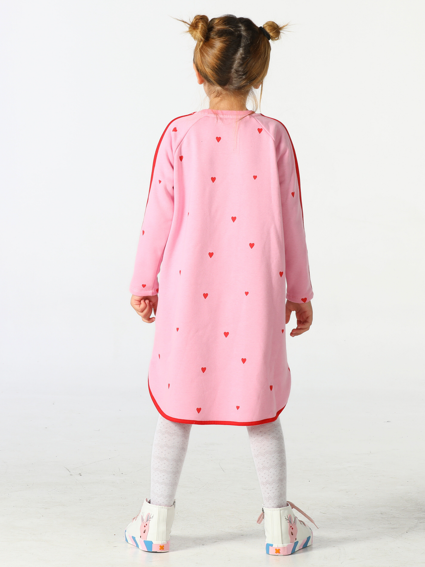 Girls' Pink "Winter Mood" Dress with Side Slits