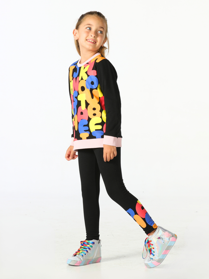 Girls' Alphapet Print Sweatshirt and Leggings Set