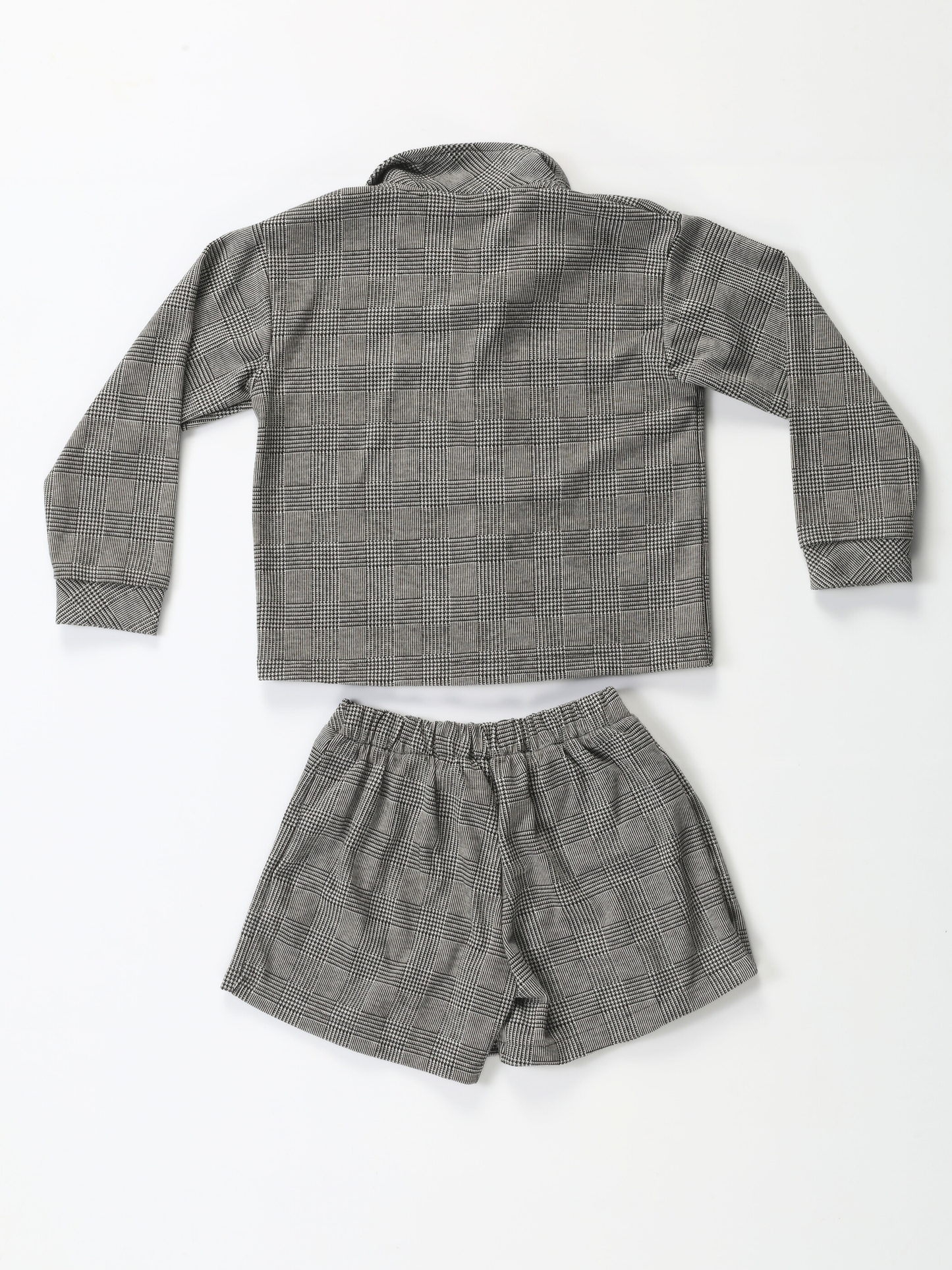 Girls' Plaid Jacquard Shirt and Shorts Set