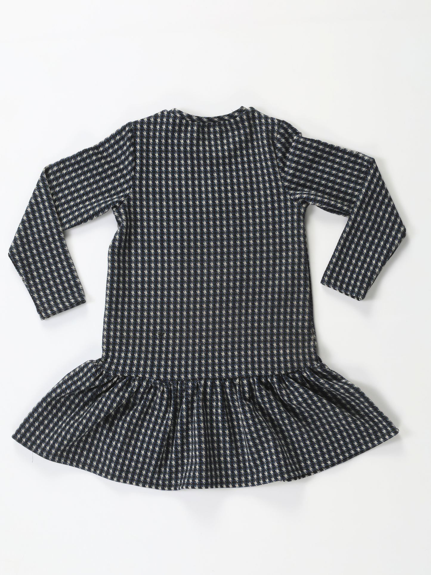 Girls' Frilled Plaid Dress with Fawn Embroidery