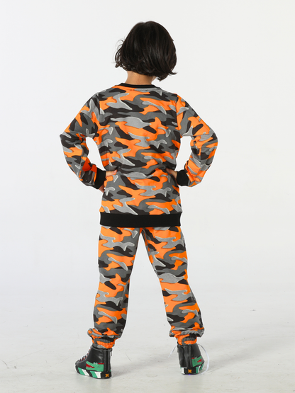 Camouflage Print Sweatshirt & Jogger Tracksuit – Boys'