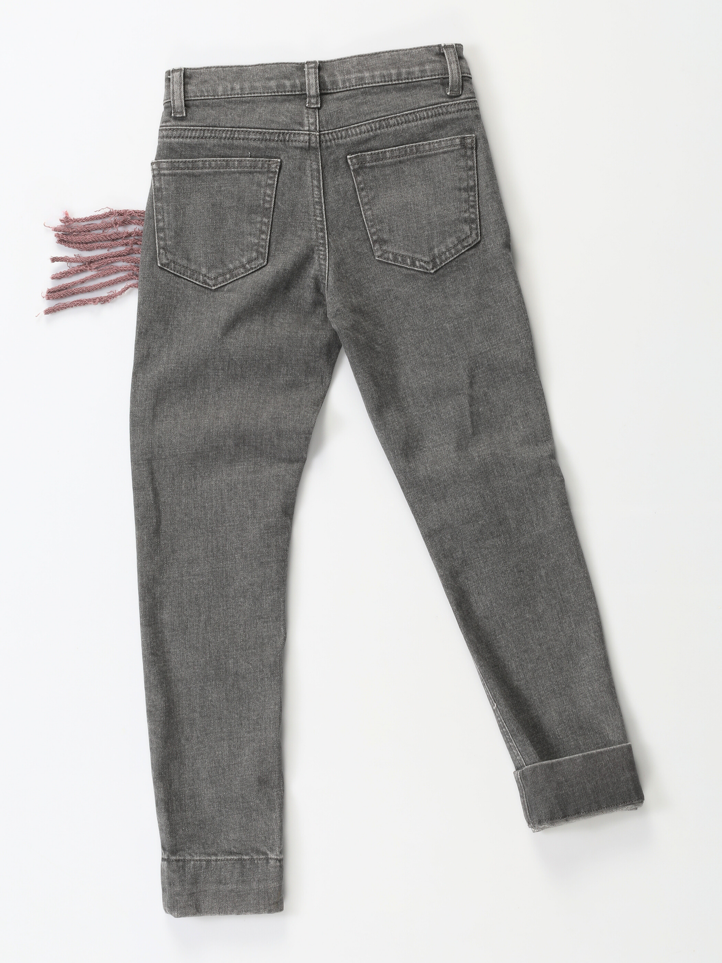 Girls' Stone-Washed Unicorn Grey Denim Jeans